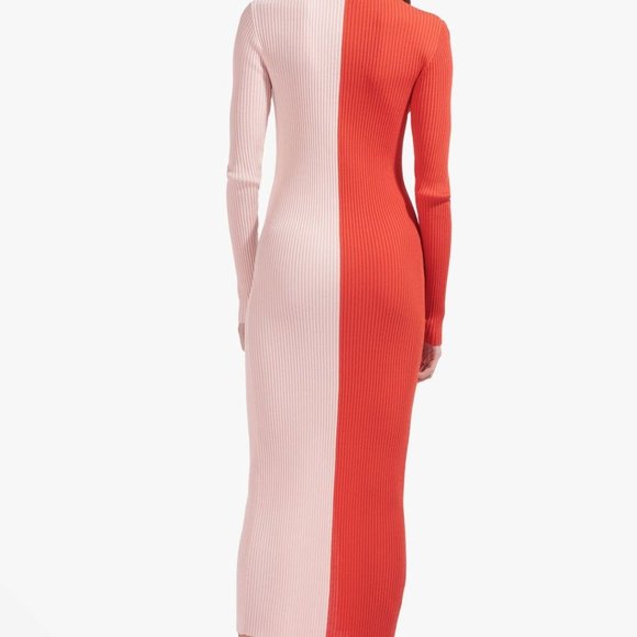 Staud Shoko Colorblock Sweater Dress Orange Light Pink size S - Picture 8 of 11